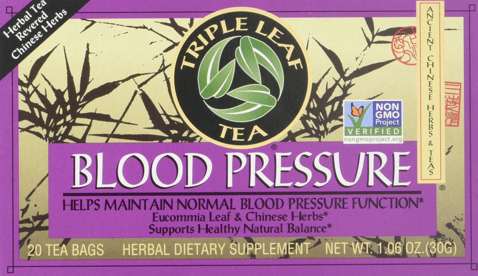Triple Leaf Blood Pressure Tea Bags pack, potentially supporting normal blood pressure function