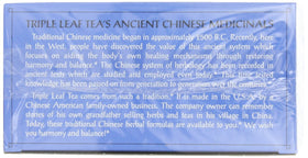 Triple Leaf Tea packaging shows family-owned USA production heritage.