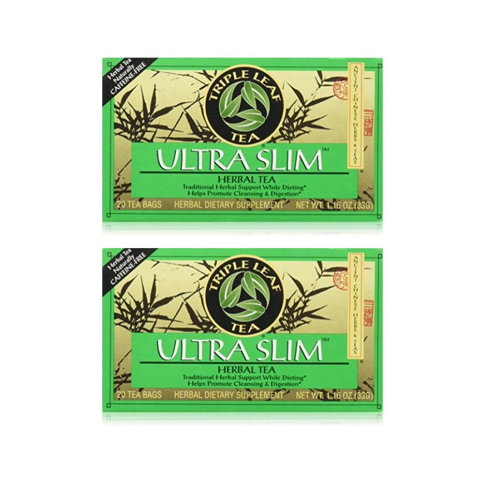 Triple Leaf Tea Ultra Slim 20-bag pack, convenient two-box set for daily brewing.