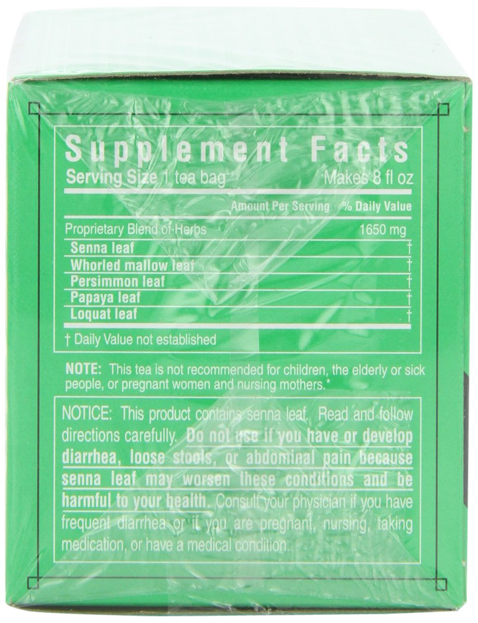 Triple Leaf Tea Ultra Slim tea bags closeup showing the herbal blend.