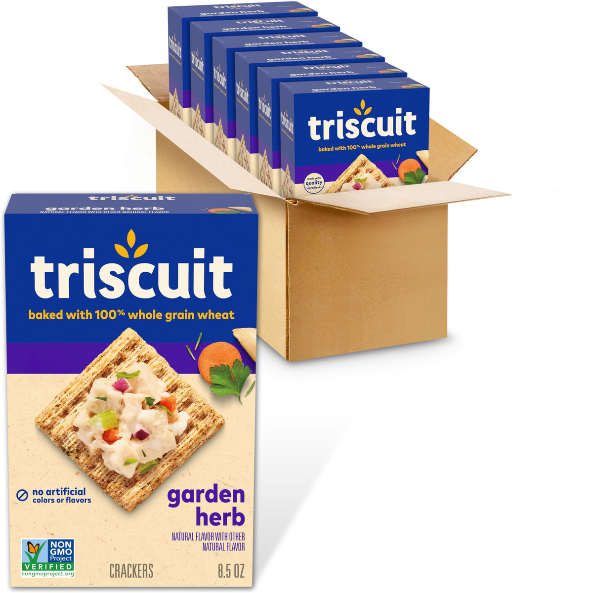 Triscuit Garden Herb crackers packaging ready for bulk snacking.
