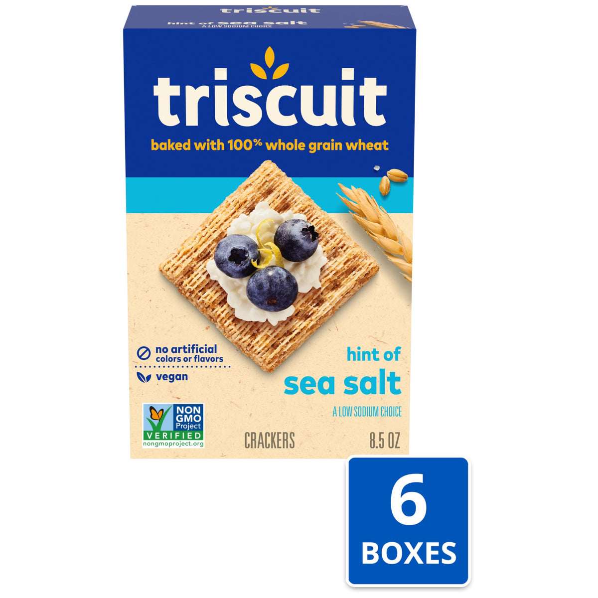 Triscuit Hint of Sea Salt close-up shows woven texture and crisp bite