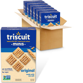 Triscuit Minis Original woven texture close-up, ideal for a quick on-the-go crunch.