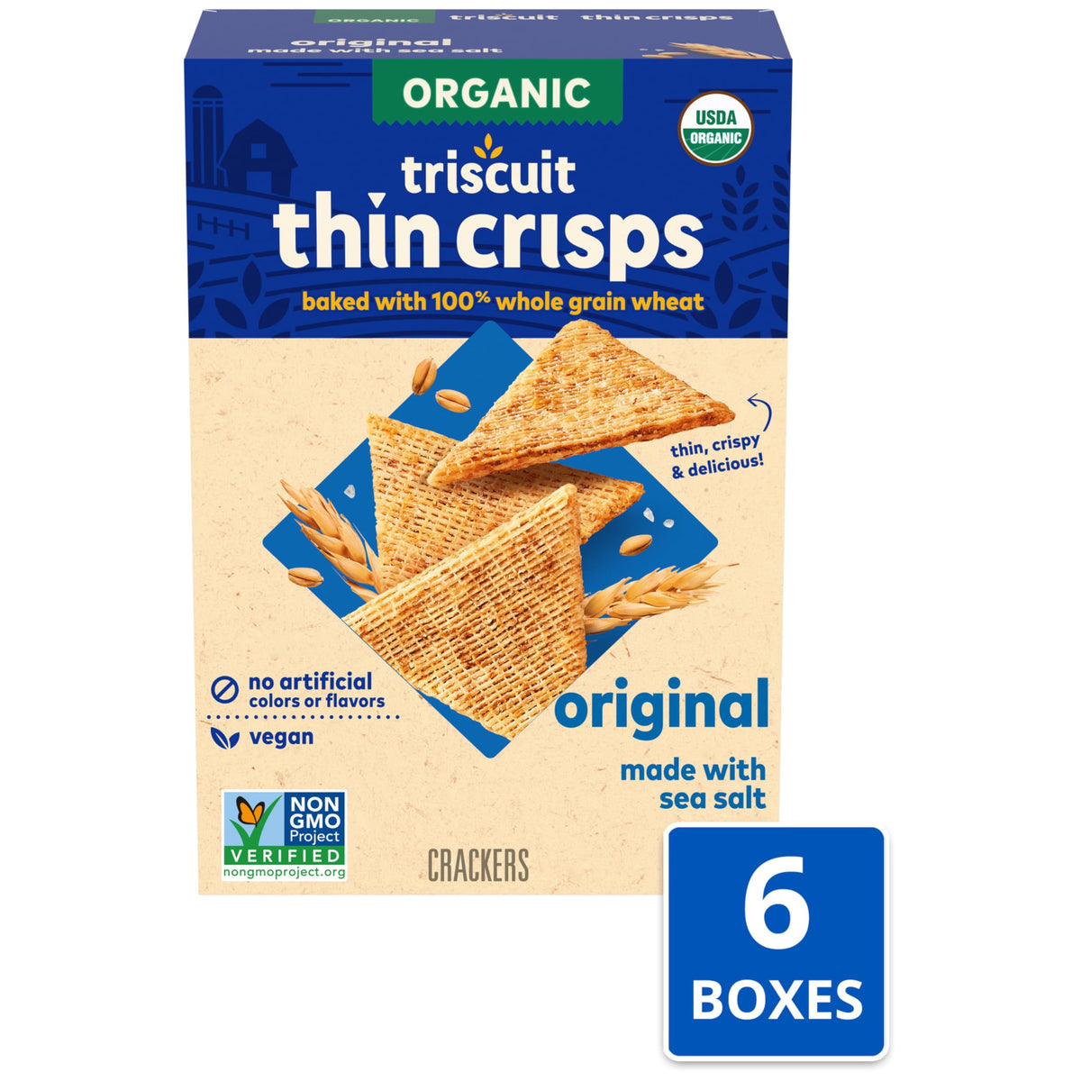 Triscuit Organic Original Thin Crisps closeup texture shows woven crunch.