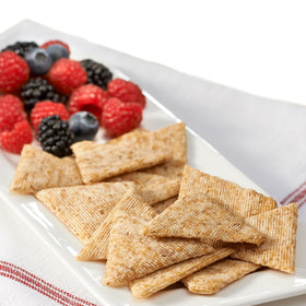 Triscuit Organic Original Whole grain crackers emphasize fiber and wholesome taste.