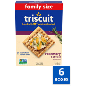 Close-up of ingredients for Triscuit Rosemary & Olive Oil crackers