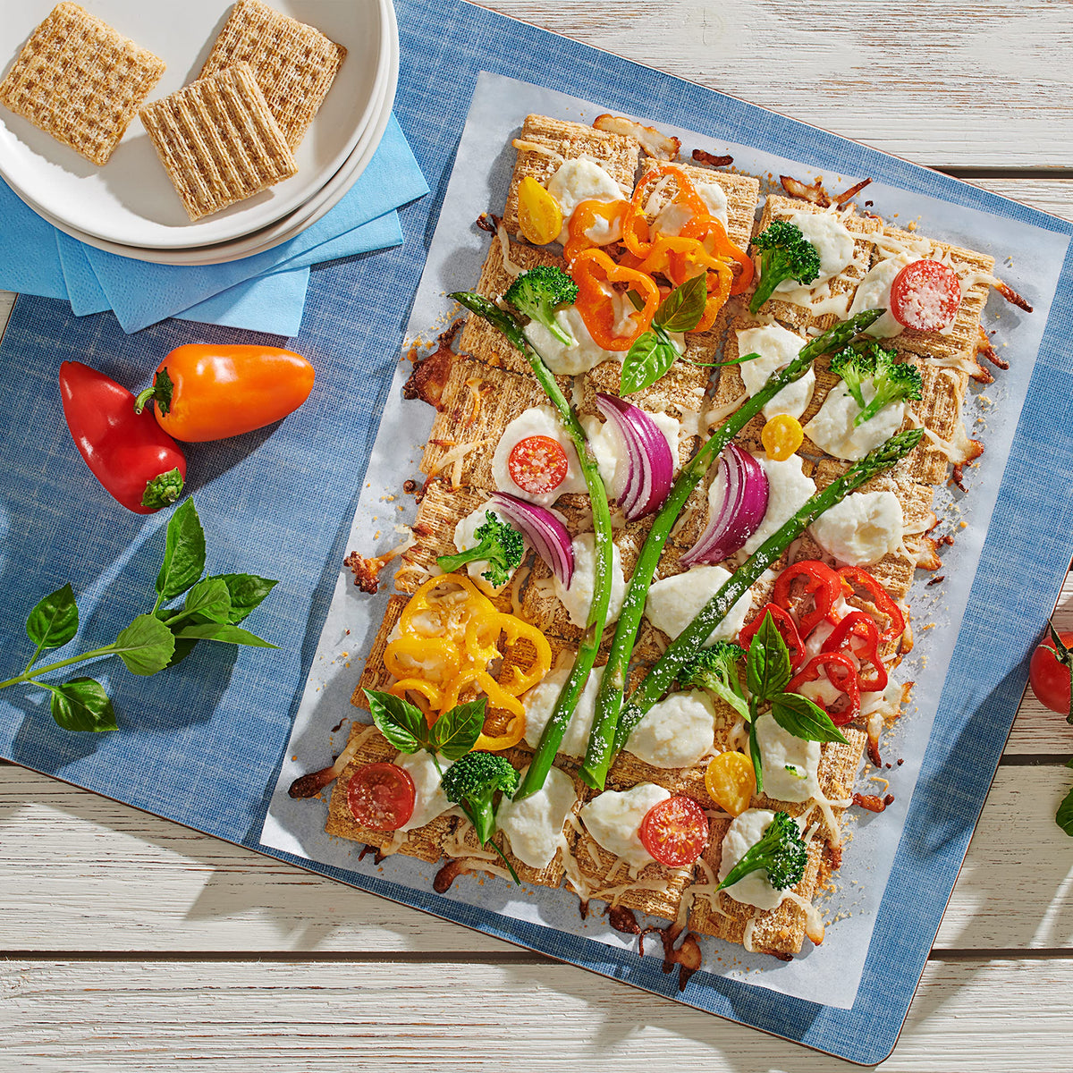 Triscuit vegan charcuterie board idea with dips and fruit