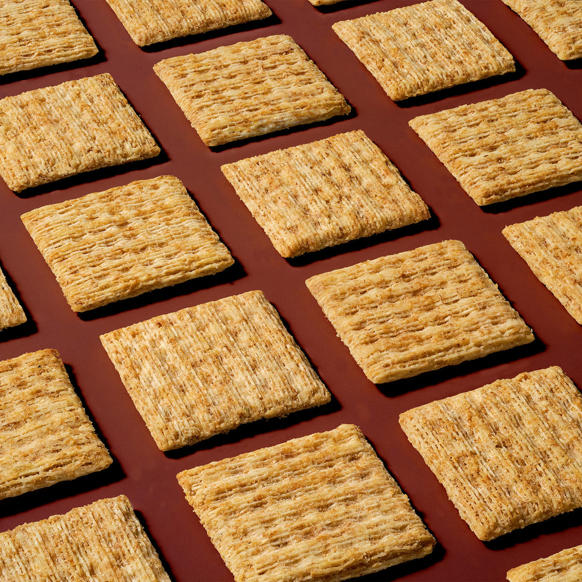 Triscuit woven texture crackers showcasing sturdy bite for toppings.