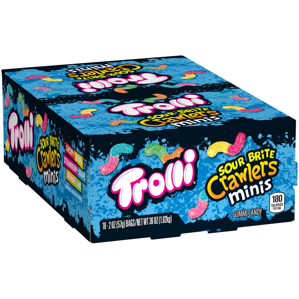 Trolli Mini Sour Brite Crawlers pouch for convenient on-the-go snacking.