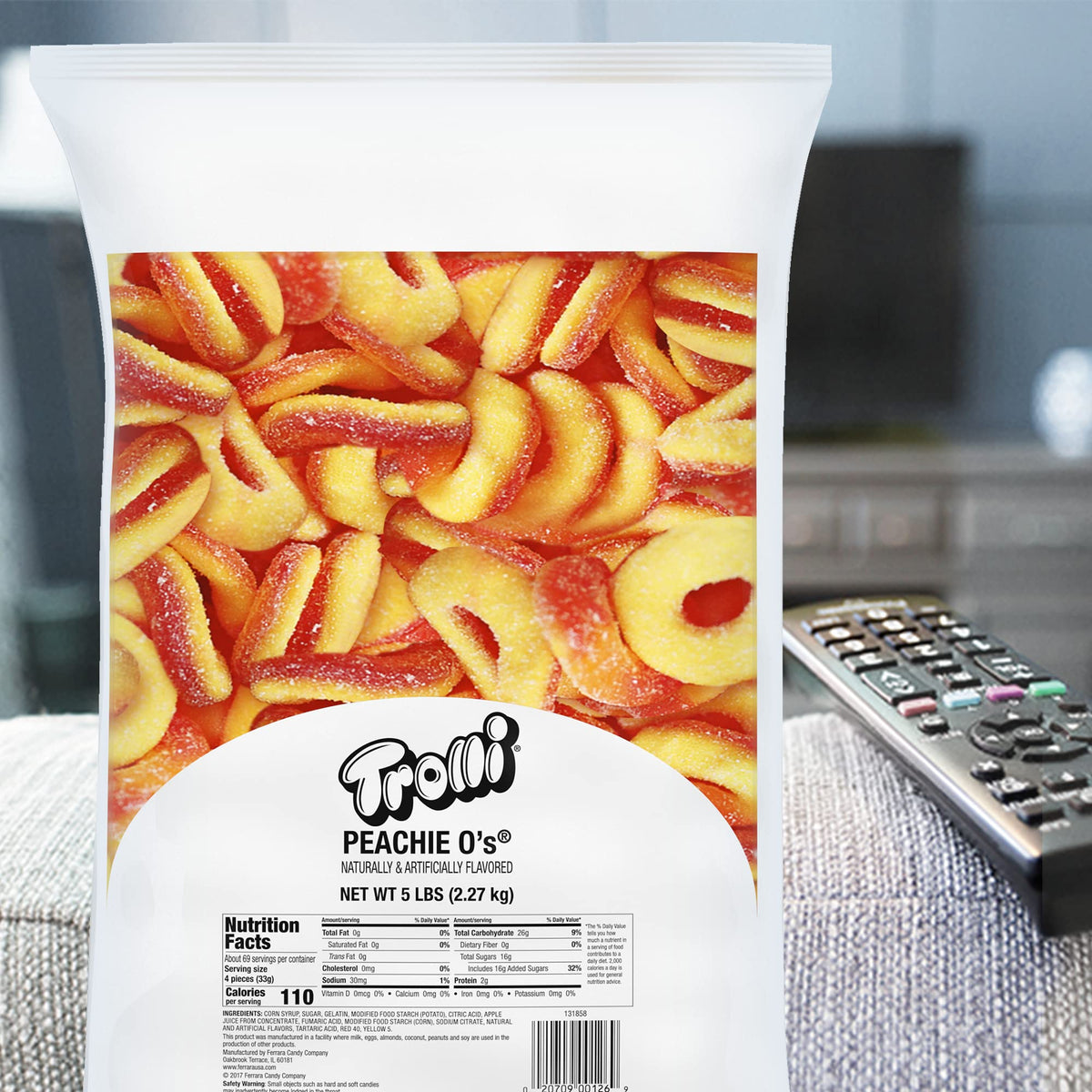 Stock up with Trolli Peachie O's five-pound bag for gatherings.