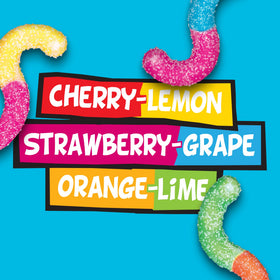 Open Trolli Sour Brite Crawlers bag showing bright colors and chewy texture.