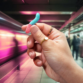 Open Trolli Very Berry bag shows colorful worms for movie-night snacking