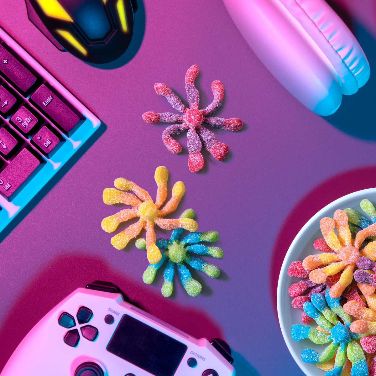 Party bowl with Trolli Sour Brite Octopus for celebrations