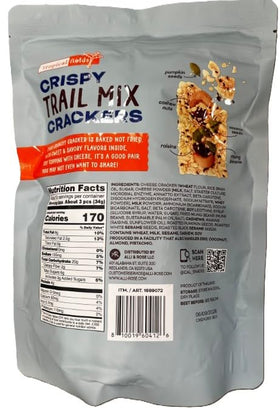 Tropical Fields Crispy Trail Mix Crackers texture close-up, ideal for travel crunch with cashews and seeds