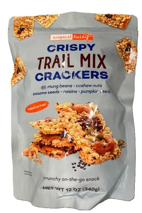 Tropical Fields Crispy Trail Mix Crackers front view, ideal grab-and-go snack