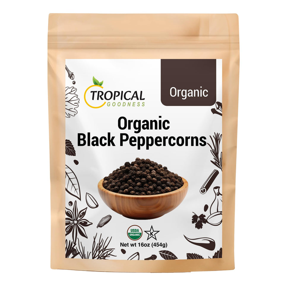Tropical Goodness black peppercorns whole 1 lb for fresh aroma when grinding