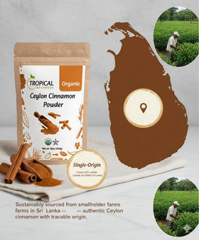 Tropical Goodness cinnamon powder resealable jar preserves freshness.