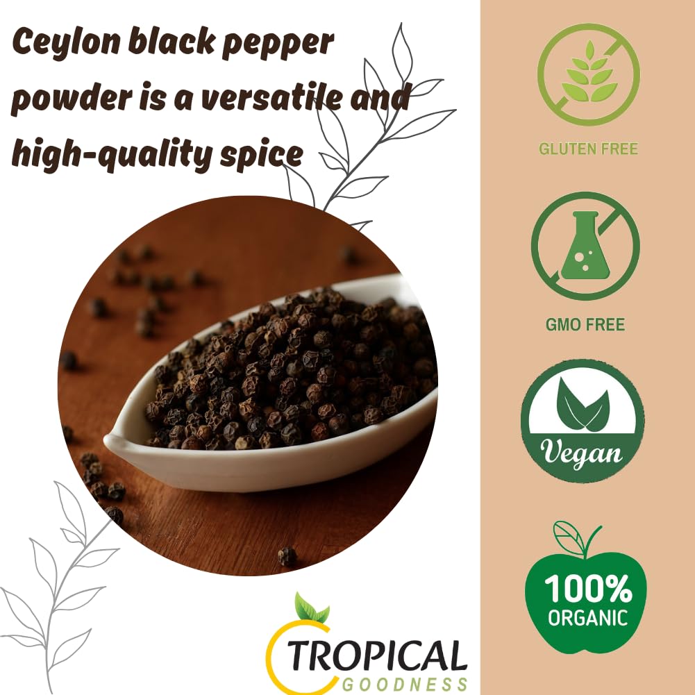 Tropical Goodness pepper powder in pantry signals gluten-free non-GMO staple.