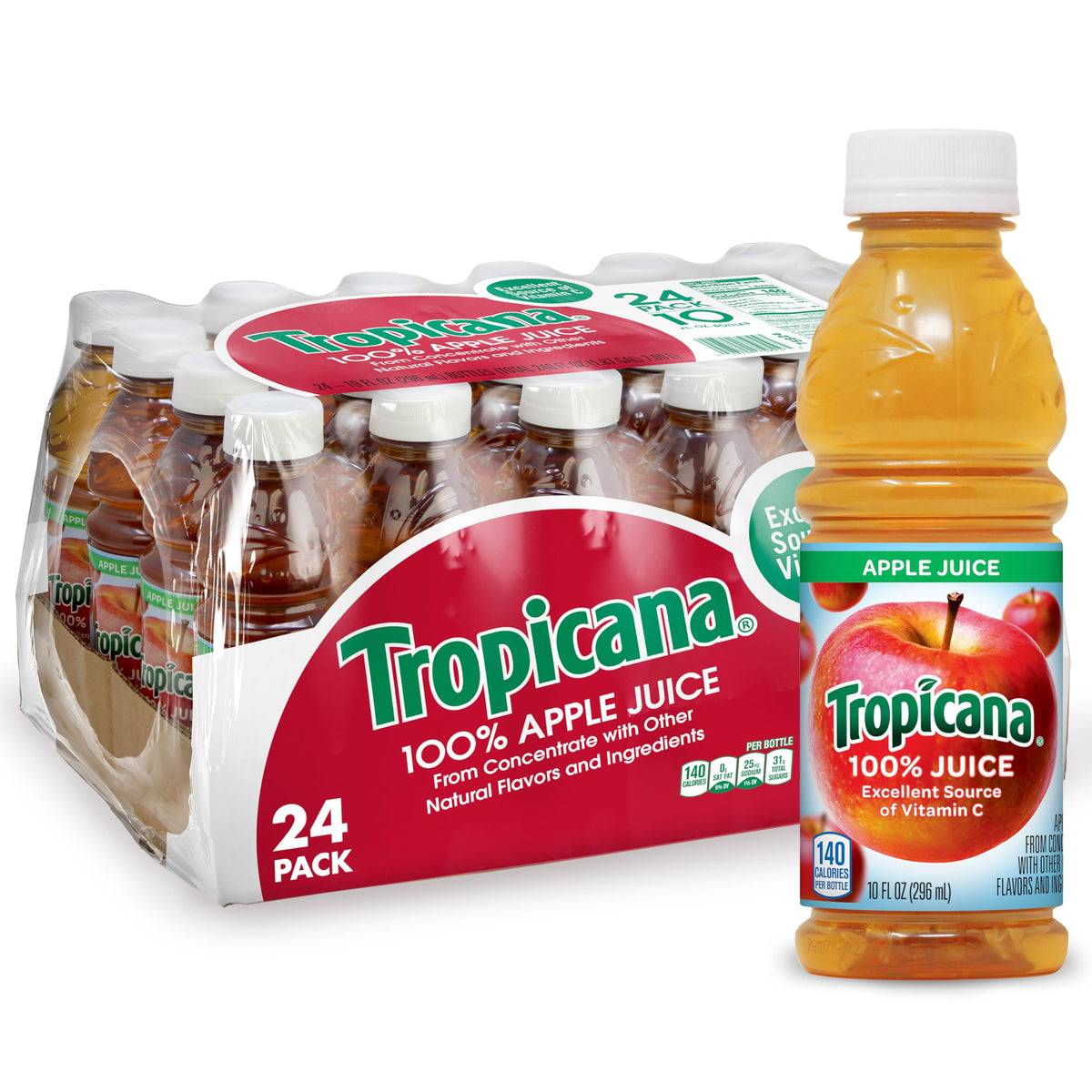 Tropicana Apple Juice 10oz bottle—portable refreshment with 100% juice