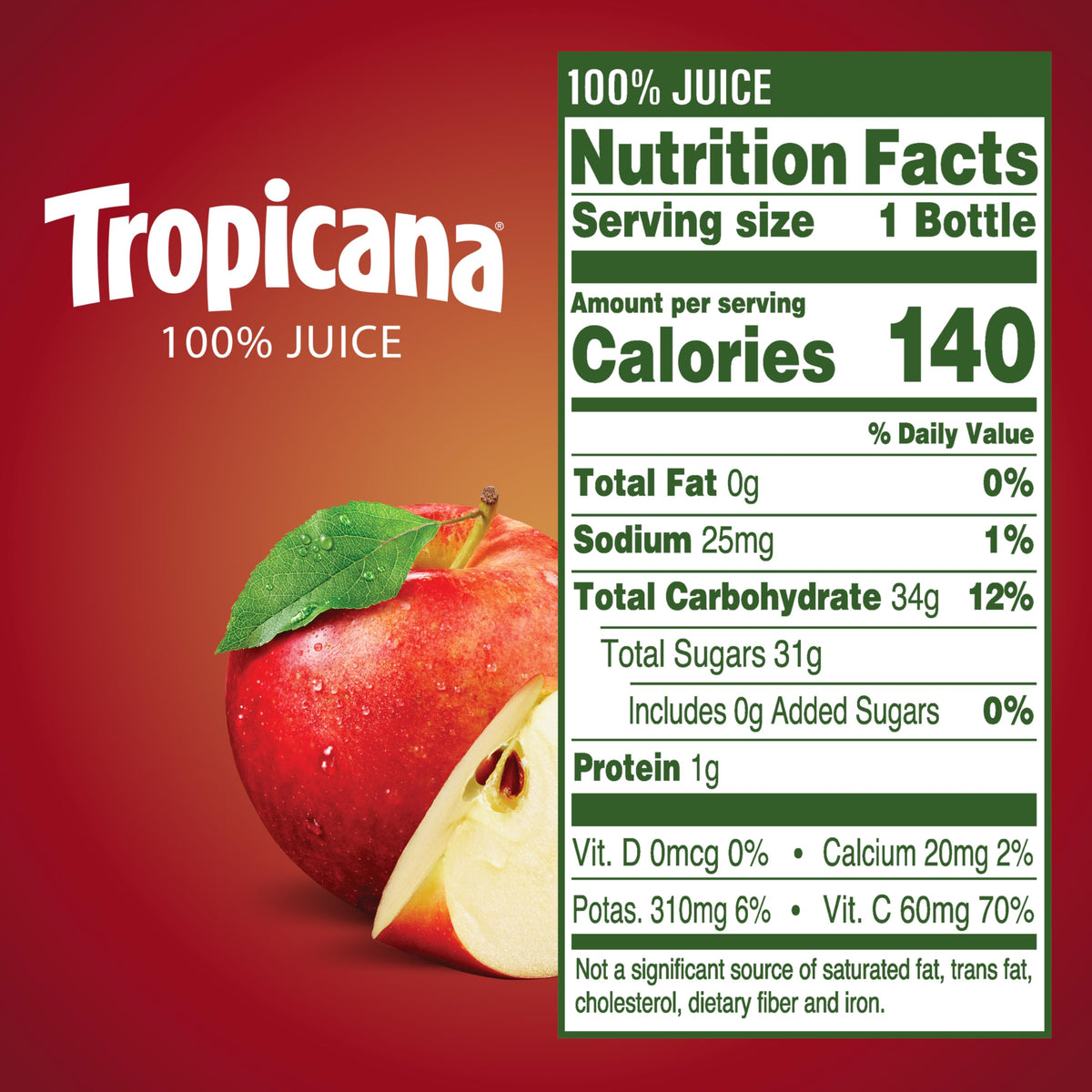 Tropicana Apple Juice bottle—suitable for foodservice or resale in packs