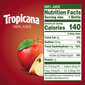 Tropicana Apple Juice bottle—suitable for foodservice or resale in packs