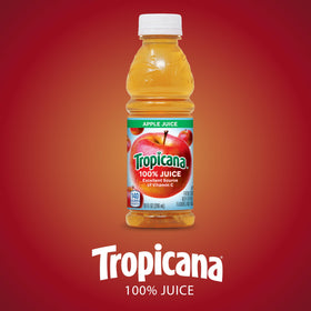 Tropicana Apple Juice bottle—potassium and folic acid support daily nutrition