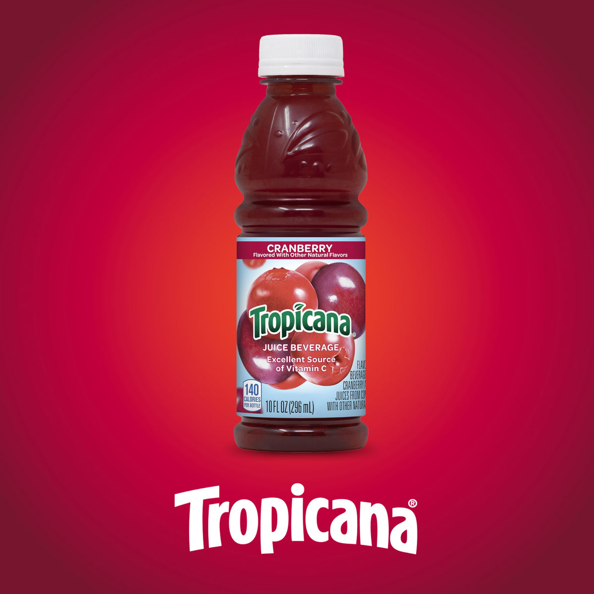 Close-up of Tropicana Cranberry bottle cap and seal.