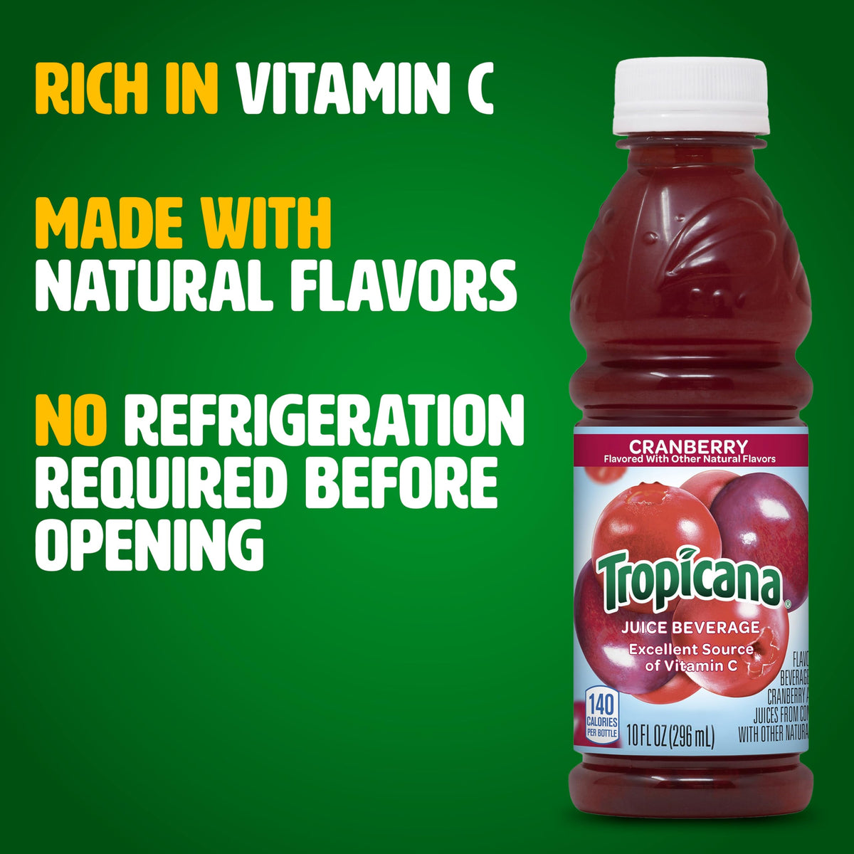 Pouring Tropicana Cranberry Juice into a glass, bright tart-sweet contrast.