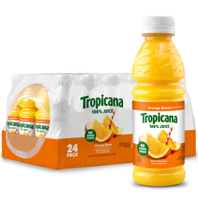 Tropicana Orange Blend 10oz bottle front showing vibrant juice and vitamin C rich flavor.