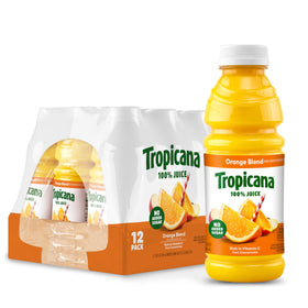 Tropicana 100% Orange Blend bottle—bright, on-the-go hydration for busy days.