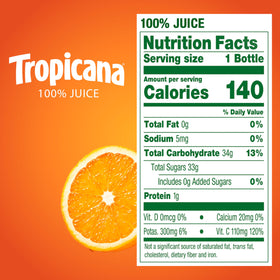 Tropicana Orange Blend bottle in cooler showing portable refreshment for travel and picnics.