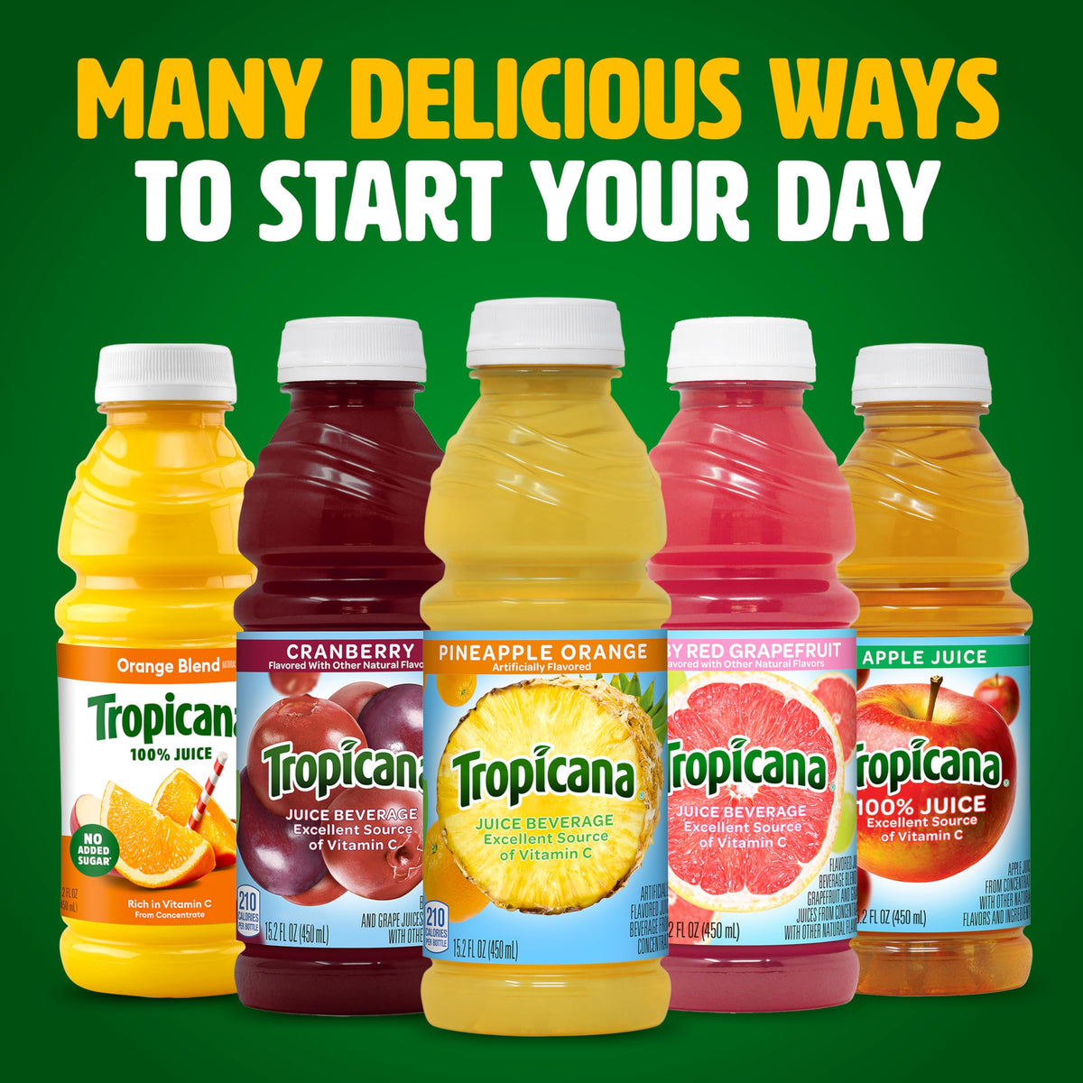 Tropicana Pineapple Orange juice label closeup highlighting vitamin C nutrition.