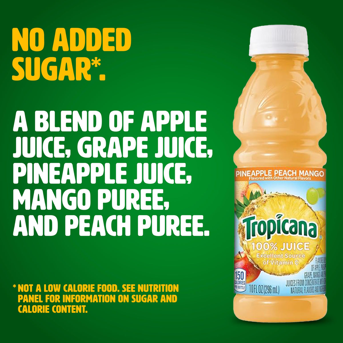 Tropicana Pineapple Peach Mango label close-up highlighting natural flavors