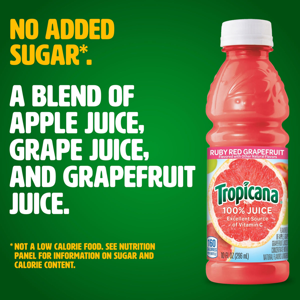 Tropicana Ruby Red Grapefruit juice bottle on shelf for quick grab-and-go.