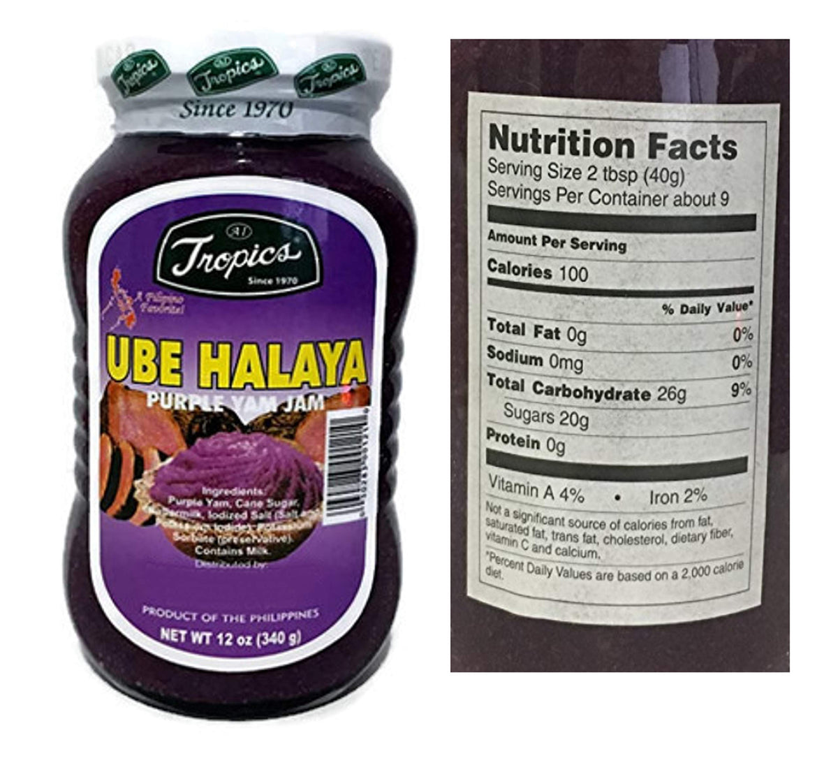 Tropics Ube Halaya jar closeup — rich purple yam jam ideal for spreading on toast
