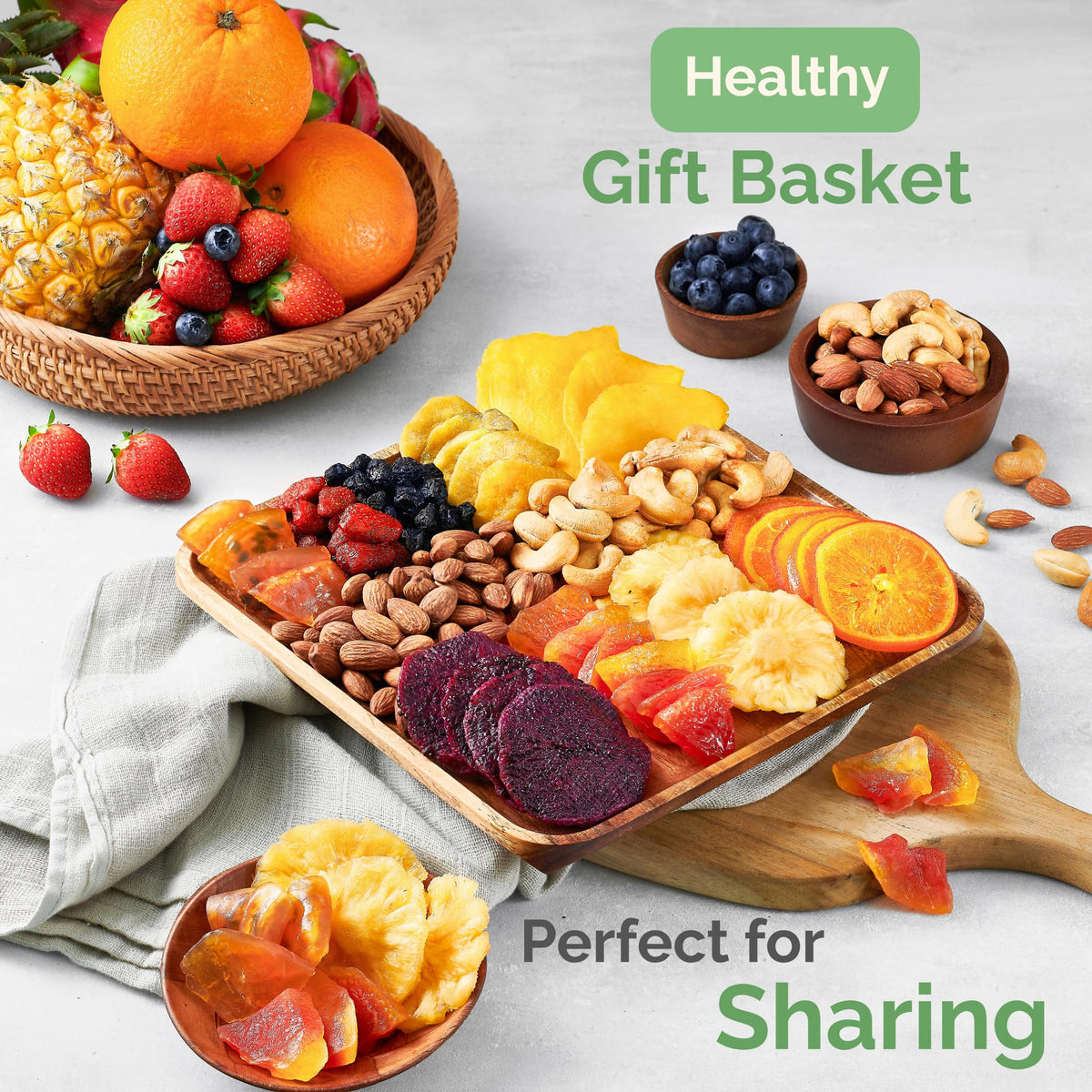 TropiJoy dried fruit basket divider detail, neat presentation