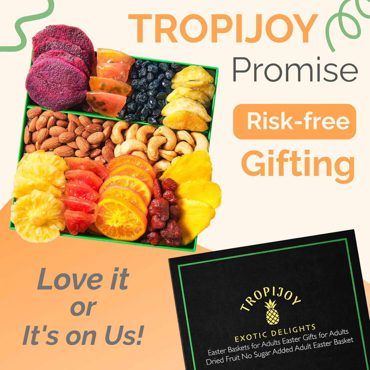 TropiJoy dried fruit gift basket serving idea for sharing