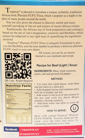 Tropiway Plantain Fufu Flour serve dish demonstrates ready-to-eat meal