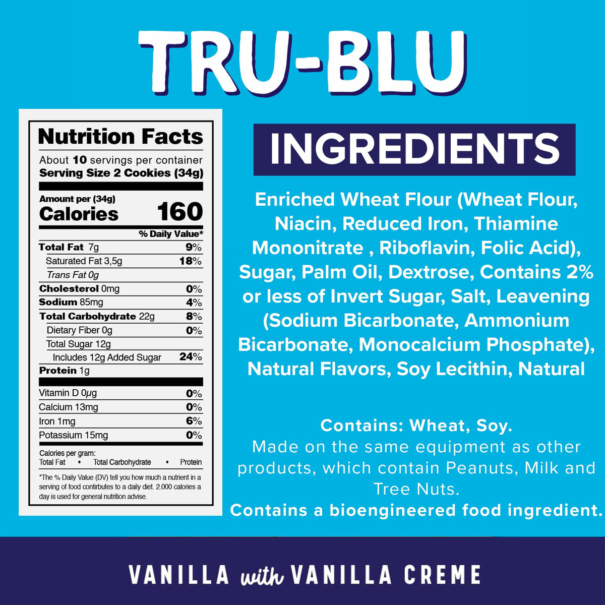 Packaged Tru-Blu Vanilla Cookies tray ready for sharing and travel.