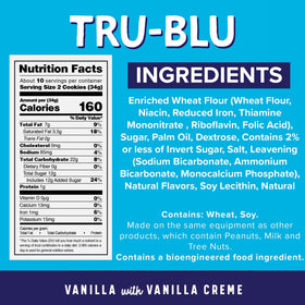 Packaged Tru-Blu Vanilla Cookies tray ready for sharing and travel.