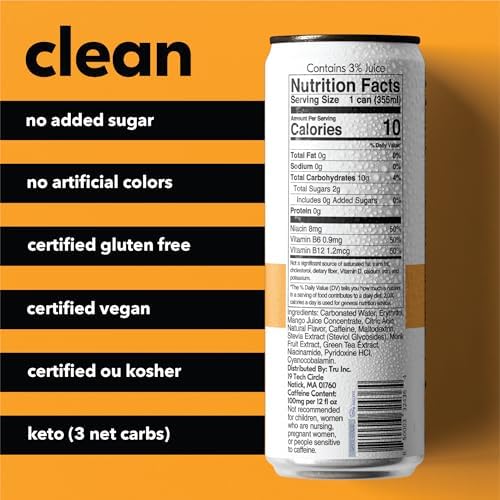 Tru Energy Seltzer green tea extract can offering a smooth lift