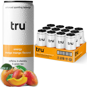 Tru Energy Seltzer orange mango can with natural caffeine boost