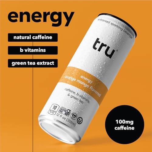 Tru Energy Seltzer orange mango 12-pack for on-the-go refreshment