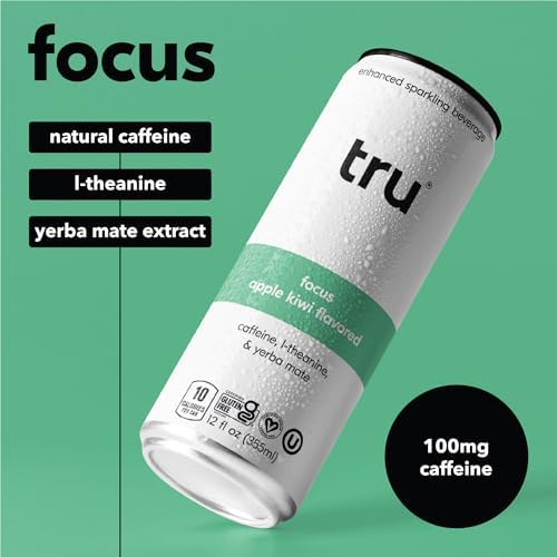 tru focus seltzer apple kiwi can closeup highlights refreshing flavor for study sessions