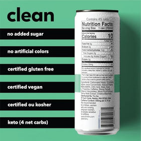 tru focus seltzer green tea yerba mate ingredients panel suggests a focused moment
