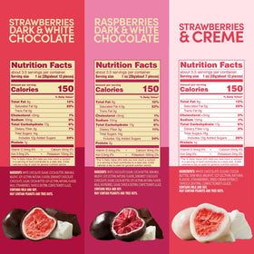 Tru Fru Freeze-Dried Raspberries and Strawberries in Chocolate: chocolate-coated fruit for indulgent snacking