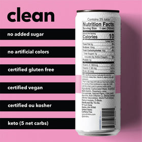 Tru Glow Seltzer raspberry bubbles closeup highlights natural flavor with zero added sugar.