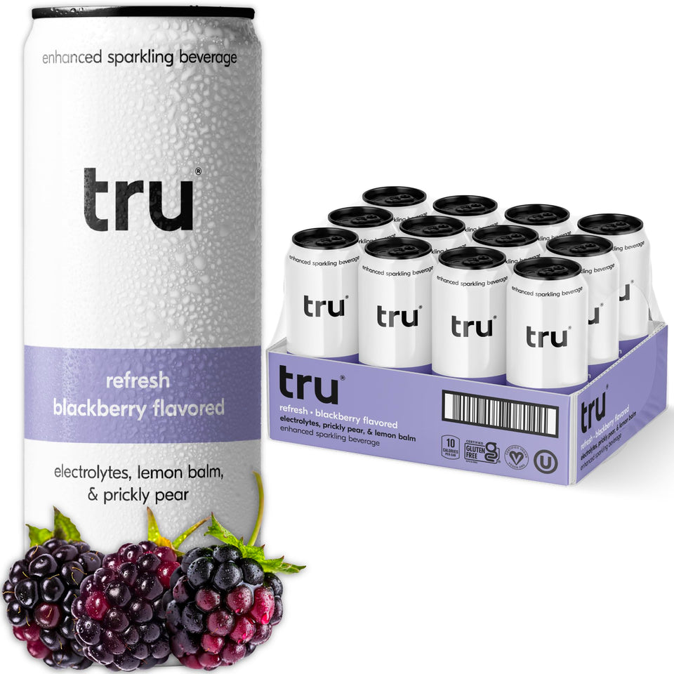 Tru Refresh Seltzer prickly pear bottle shows hydration-friendly flavor.