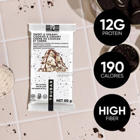 TRUBAR bar in hand shows convenient on-the-go snack.