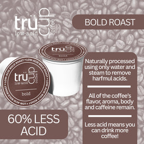 TRUCUP k-cup brew closeup reveals rich aroma and bold flavor potential.